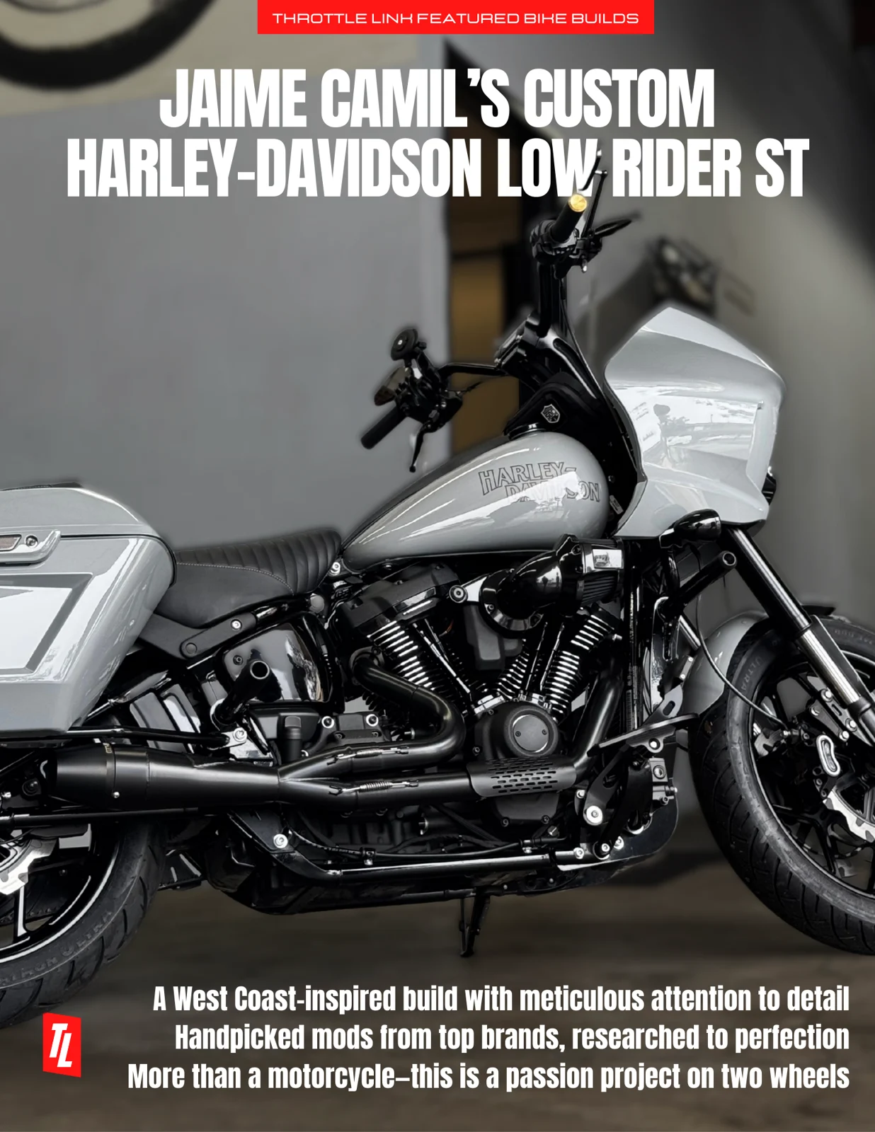 Jaime’s 2024 Low Rider ST in its element at Glendale Harley-Davidson’s service center—dialed in with top-tier upgrades, from performance enhancements to custom aesthetic touches.