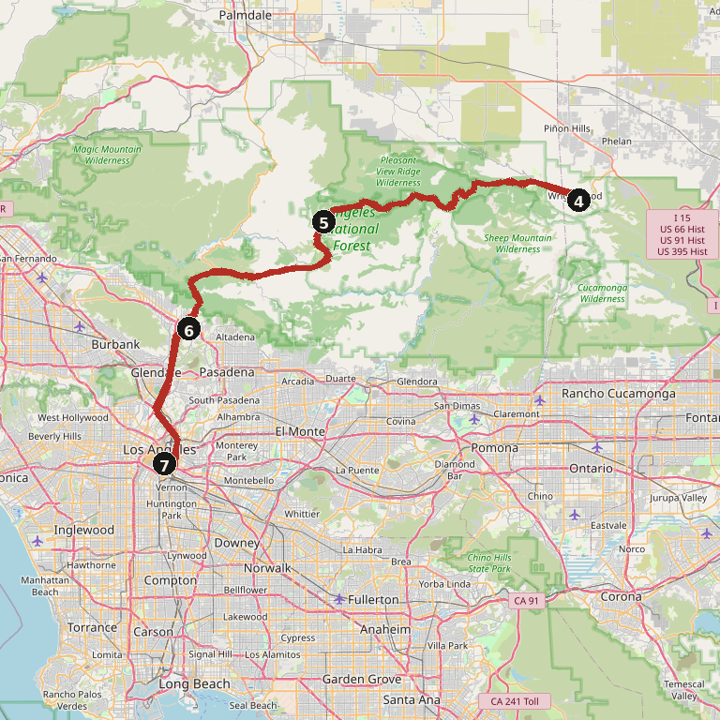 Map of Angeles Crest to Wrightwood
