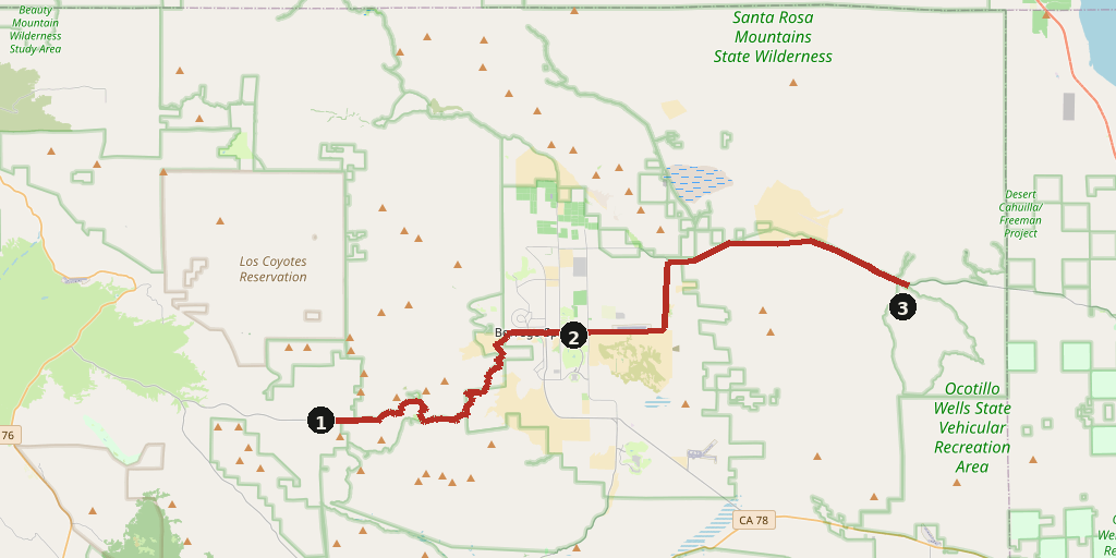 Map of Anza-Borrego on Highway S22