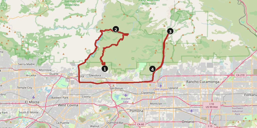 Map of Glendora Mountain Road