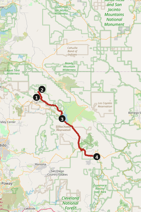 Map of Palomar and Julian