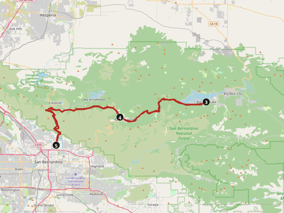 Map of Rim of the World Highway